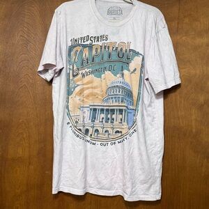 USA Capitol Graphic Tee XL – Lilac Gray Tie Dye Patriotic Big Vista Shirt